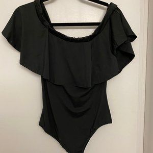Black Ruffle Bodysuit